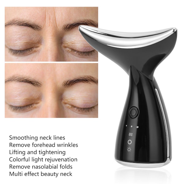 Halshud Rejuvenerings Massager med 3 Farvede Lys Vibrationer Fremmer Cirkulation Hals Skønheds Enhed