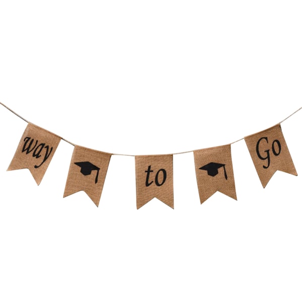Doktorhatt Burlap Banner Hängande Linne Svalstjärtsflaggor för Examen Ceremoni Fest Dekoration