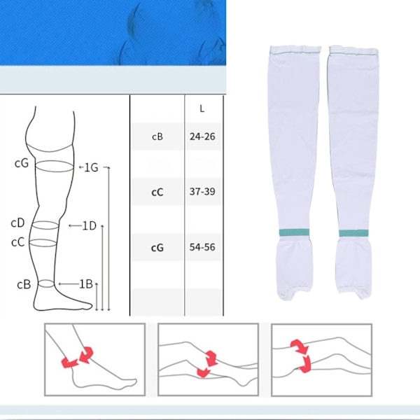 Kompressionsstrømper 15‑20mmHg Mænd Kvinder Elastisk Støtte Lårhøje Kompressionsstrømper L