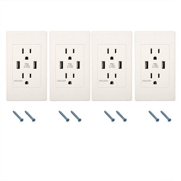 PC-harjattu paneeli US-seinäpistorasia USB-seinäpistorasia 125V 15A (DC5V4200mA) (#3)