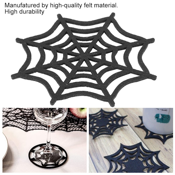 20 st Halloween-dekorationer för vägg, festtillbehör, spindelnätformade i filt för hemmet