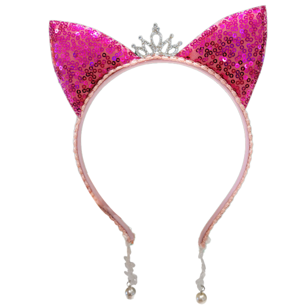 Pailletter Shiny Crown Cat Ears Pandebånd til piger - Fødselsdag Costu