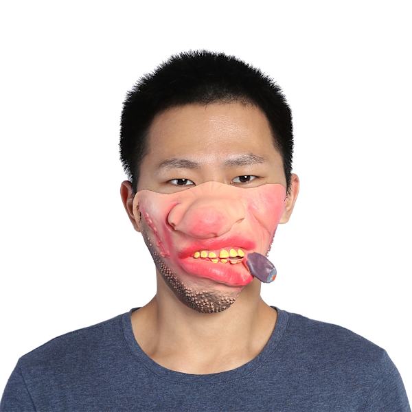 Halvmask Rolig Läskig Andningsbar Latex Masker Maskerad Halloweenfest Spöke Rekvisita #Rökning