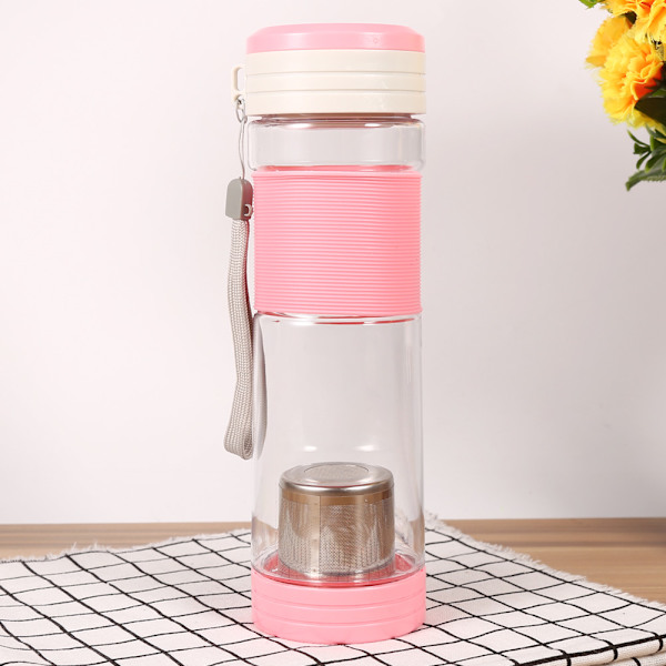 550ML Bærbar Forseglet Lækagesikker Vand- og Te-Flaske Med Si til Rejse, Kontorbrug - Pink
