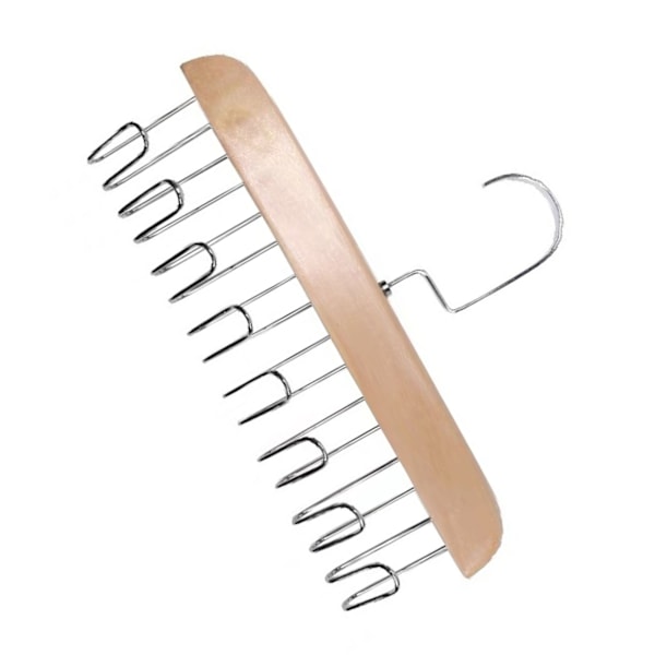 Bälteshängare i trä, halkfri klädhängare med flera krokar och roterbara krokar för hemförvaring av kläder, elegant design för garderob, sovrum,