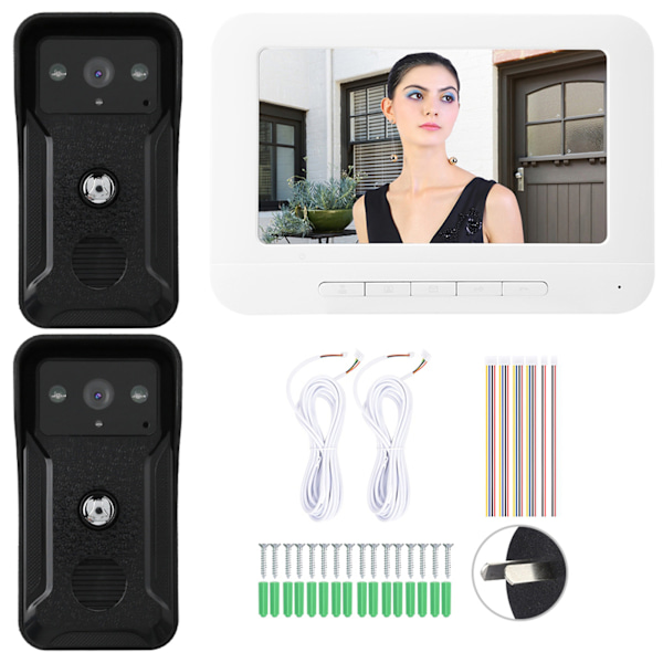 7 Tums LCD Videodörrtelefon Intercom Dörrklocka Kit Vattentät Heminträdessystem 2V1(AU 100-240V)