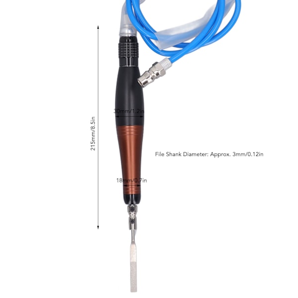 Luftreciprokerende Fil 23000bpm 0,6mm Slag 1/4 Tommer Indløb Hastighedsjusterbar Pneumatisk Fil Krop Sav