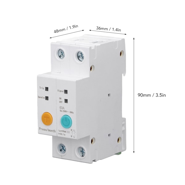 WiFi Smart Afbryder Tidsrelæ Switch DIN Skinne Montering APP Fjernbetjening Switch 2P AC230V 63A