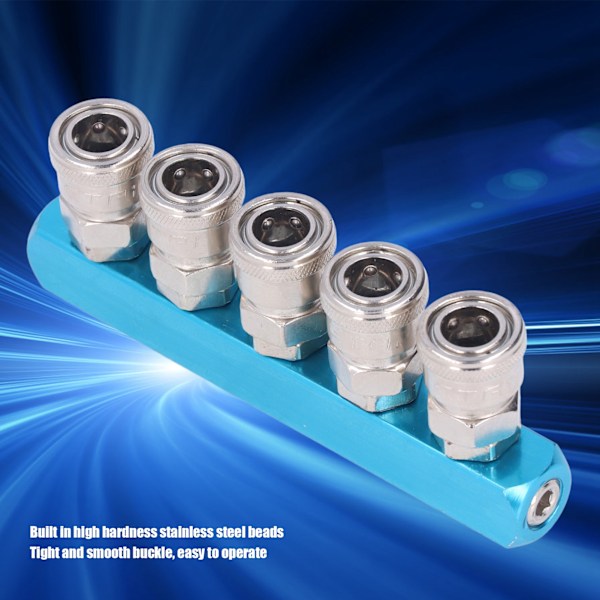 G1/4 Luftfordelingsblokk Rett Luftslangedeler Pneumatisk Manifold med Koblinger SML-5