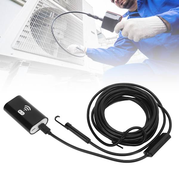 Industriell Endoskop 1200P HD 8mm Lins Wifi Inspektionskamera IP68 Vattentät Justerbar LED för Avloppsrör 5m/16.4ft