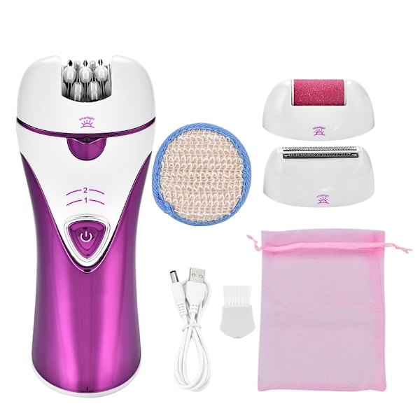 3-i-1 Hår Fjerningsmaskin for Kvinner Ladbar Elektrisk Epilator Pedikyr Maskin Rosa