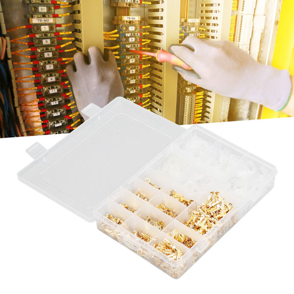 1000 stk. Han-Hun Klemforbindelser Spade-terminaler Isoleret 2.8 4.8 6.3mm Guld