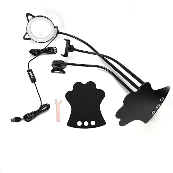 5 tommers sammenleggbar LED-lampe for live-streaming, tatovering, sminke og negledesign - Justerbar