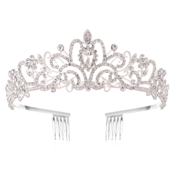 Tiarakroner for kvinner, jenter Elegante prinsessekrone-tiaraer for W