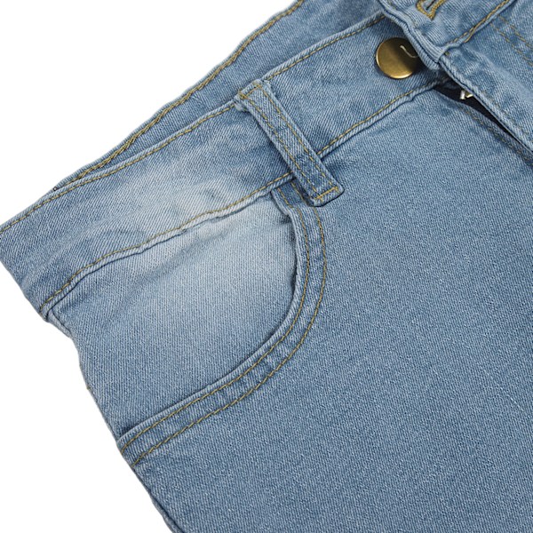 Smalbyxor för kvinnor, hög elasticitet, mjuk bomull, slim fit, långa byxor för vardagsbruk, mellanblå S
