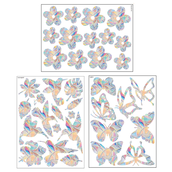 3 sett med forskjellige mønstre av regnbueprisme elektrostatisk glass