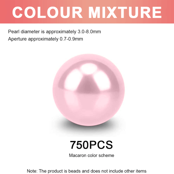 Fargerike runde perler imiterte kunstperler 3-8MM blandet farge