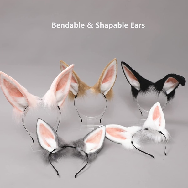 Fox Rabbit Bunny Ears Pannband Hårband Hårbåge Halloween Kostnad black