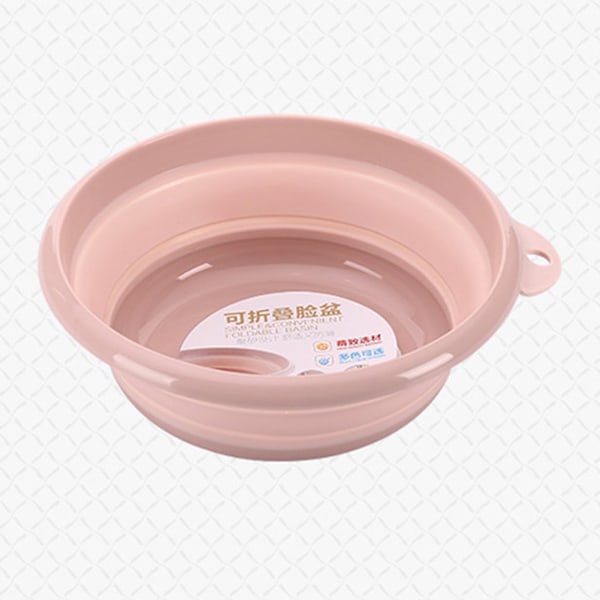 Folding Collapsible Plastic Basin Portable Hanging Washbasin for Outdoor Travel Home (Pink S)