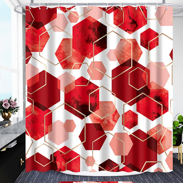 Duschdraperi för Badrum, Geometrisk Konststil Vattentät Badrumsdraperi, Abstrakt Tyg Duschdraperi Set för Heminredning 180cm*200cm