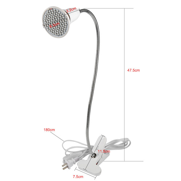85-265V 7W 106 LED Vokselys Indendørs Hydroponisk Plante Bordklips Vækstlampe (7W 106LED)