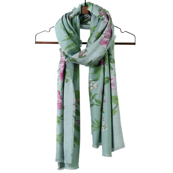 Print blommönster Scarf Sjal Fashion Scarves Sun Flower light green