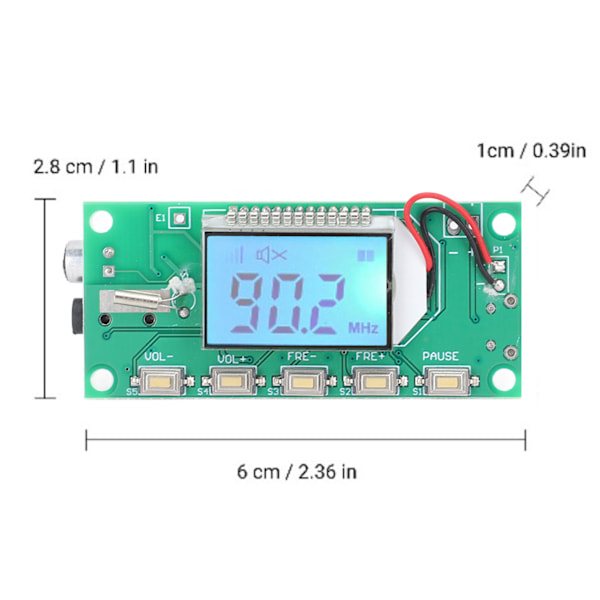 DSP PLL FM-senderkort Digital frekvensmodulasjonsmodul for stereo trådløs mikrofon DC3V‑5V 87‑108MHz