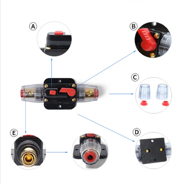 Automatisk Nulstillings Sikringsholder Switch Forstærker Bil Lastbil Lyd Modificering 12V 60A