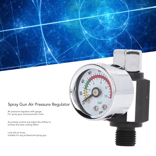 Sprutpistol Lufttrycksregulator Aluminiumlegering Hög Noggrannhet Justering Luftjusteringsregulatorventil 1/4in NPT