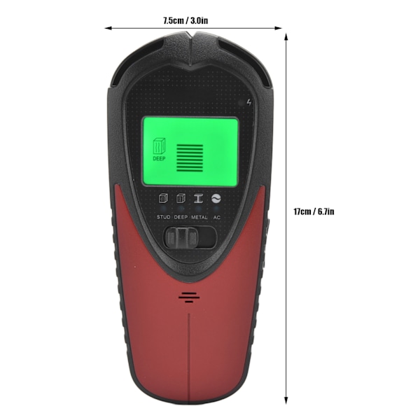 Væg Scanner 4 i 1 Funktion Automatisk Kalibrerings Sensor Teknologi LCD Display Skærm Vægstiver Finder Rød