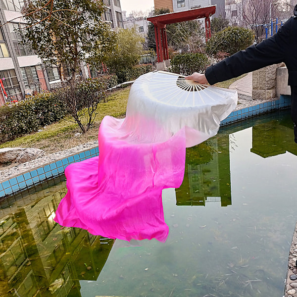 1 Par Lång Dansfläkt Mjuk Vacker Klassisk Dansfläkt för Magdans Uppträdande Inlärning 1,5m Rosa och Rosröd