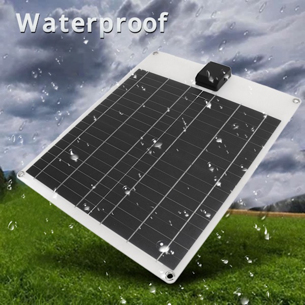 20W 5V 12V Solpanel Dobbelt Udgang Monokrystallinsk Strømmgeneratorpanel Batterilader Kit til Bil Båd Trailer RV Hvid