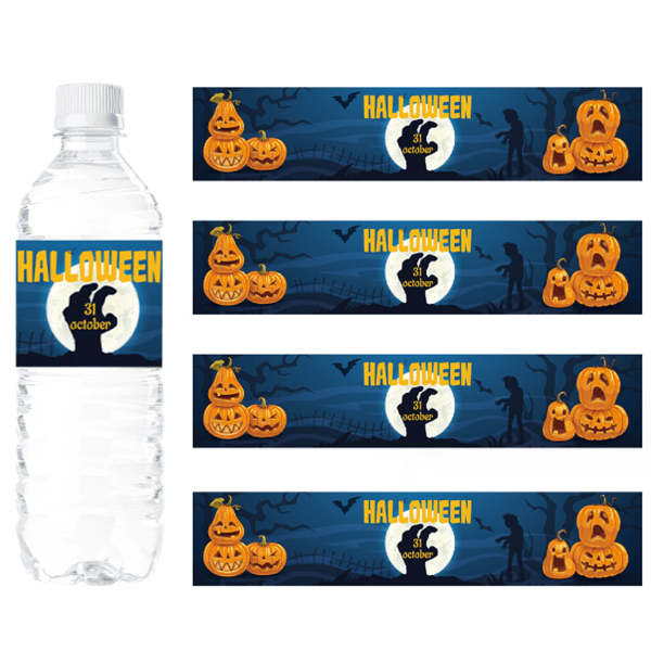 24 STK Vandtætte vandflaskeetiketter til Halloween-fest
