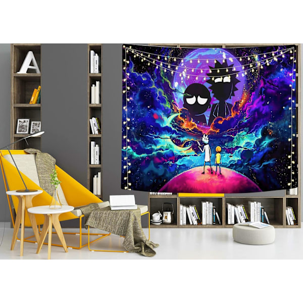 Trippy Blacklight Dödskalle Gobeläng, Stjärnklar Galax Mönster Mandalas Måne Design UV-Reaktiv Design, Högkvalitativ Polyester Mjuk Hållbar Lättviktig,