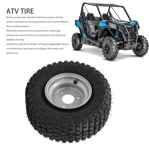 16x8‑7 Dekk med Nav Reduserer Vibrasjon og Støy Universal Gummi Antislipp for ATV UTV Plenklipper