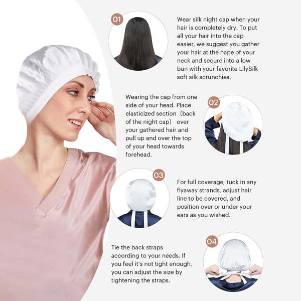 2 kpl Silk Bonnet, Silk Night Sleep Cap Säädettävä hiuskääre