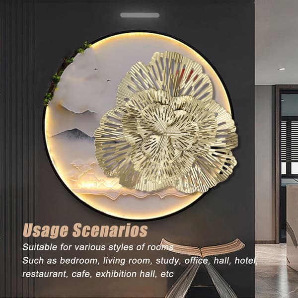 3D Metall Blomväggdekoration, Lager Metall Blomväggkonst med Rustik Modern Blomsterskulptur Estetik, Triangulär Ginkgo Järnkonst för Sovrum