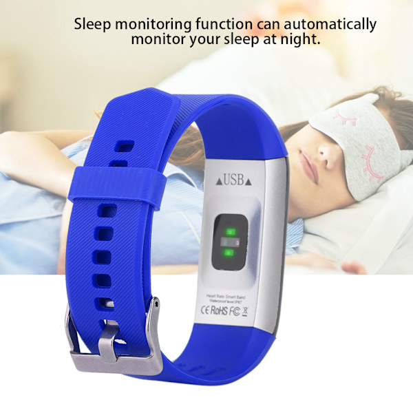 Multifunktionell Smart Vattentät Armband Sport Sömn Hjärtfrekvens Påminnelse Klocka (Blå)