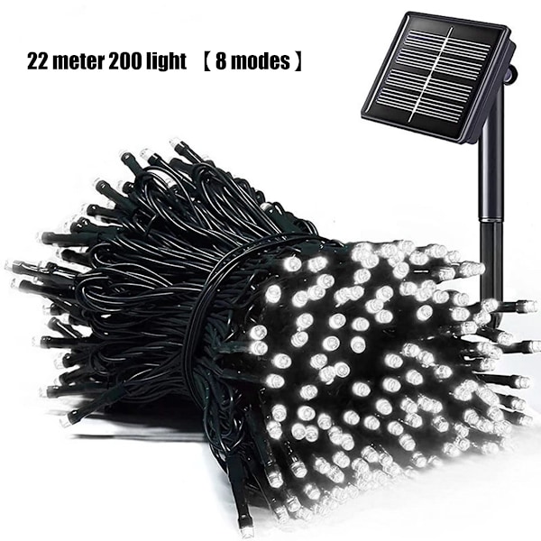 Safe Touch Solarslinga, Kallvitt 200 LED för Utomhusdekorationer, Energibesparande, Automatisk På Av, Vattentät IP44, Uppladdningsbart Batteri, Solar