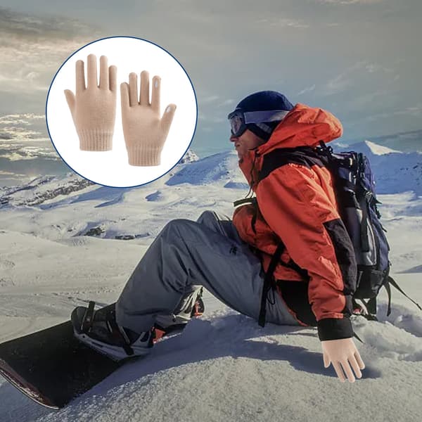 Søde Uldstrikkede Handsker, Moderne Varme Damehandsker, Uld Touchscreen-Handsker cream-coloured