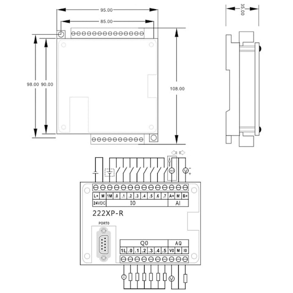 Programmerbar Logikkontroller PLC Kompatibel med S7 200 CPU222XP Tilbehør for Styring 24VDC