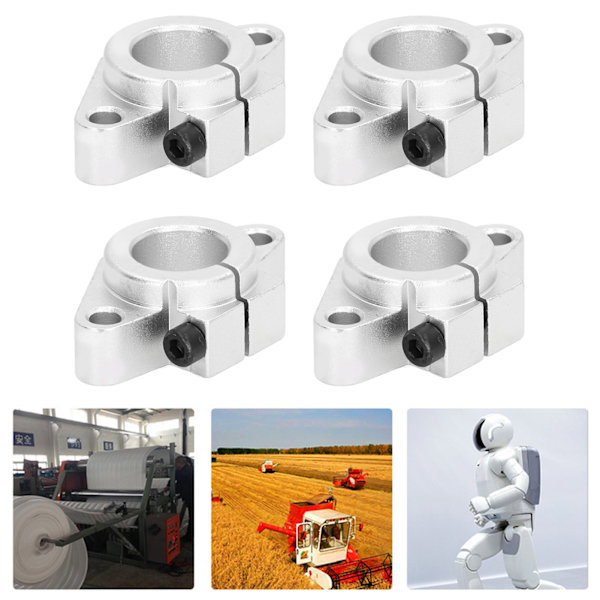 4 Pcs Rail Guide Support Aluminum Alloy Linear Motion Rail Shaft Bracket for Precise Equipment SHF25