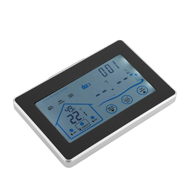 Trådlös Digital Termometer Hygrometer Inomhus Utomhus Pekskärm Väderstation med Sensor