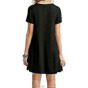 Nirvana Casual Dame Almindelig Simpel T-shirt Løs Kjole (Sort)
