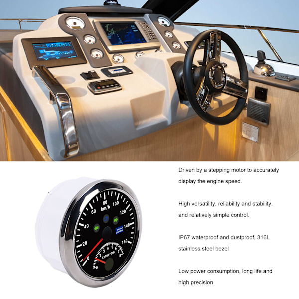 85mm 160 km/t GPS Speedometer 0‑8000 o/min Turteller Måler LCD Rød Baggrundsbelysning til Bil Båd Yacht RV Lastbil Sort