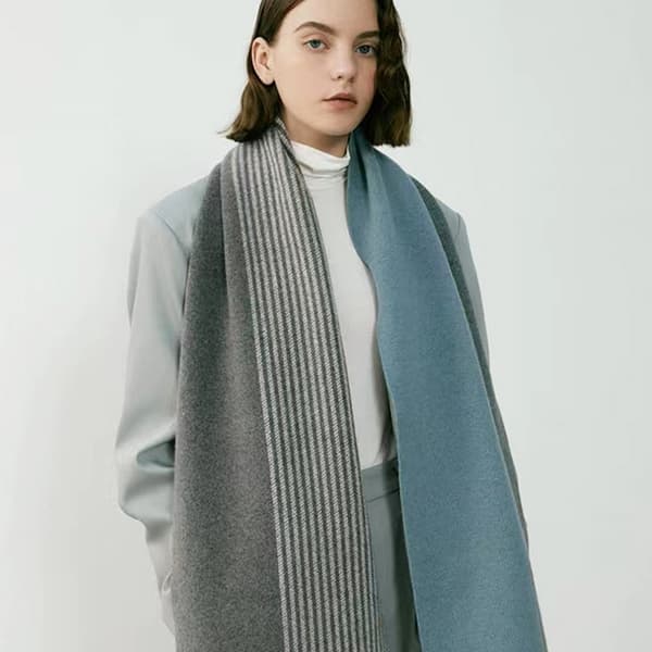 Retro elegante linjer menn og kvinner par vinter termisk strikket skjerf Blue