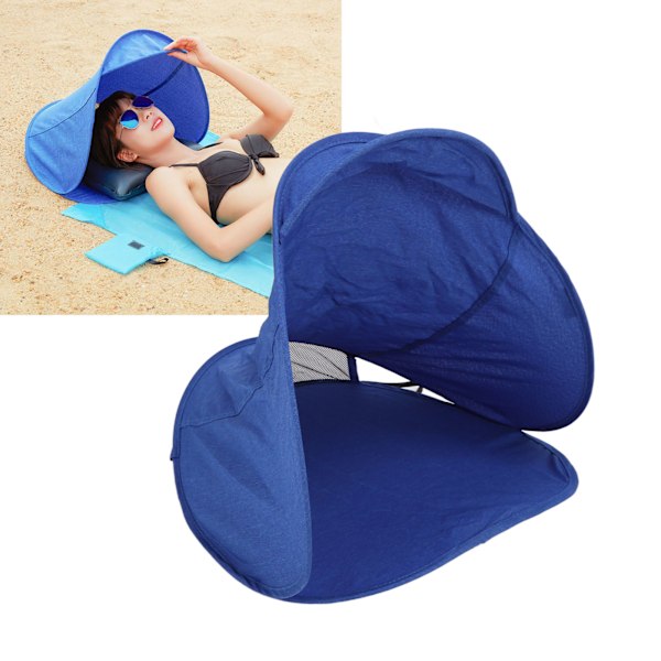 Mini Huvud Pop Up Tält Andningsbart Ansikts Skydd Mini Solskyddstält med Förvaringsväska för Utomhus Strand Blå