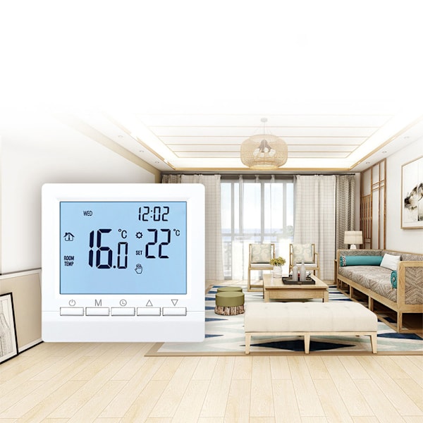 Temperaturregulator med digital LCD, programmerbar termostat för väggmonterad golvvärme, kylstyrning, central luftkonditionering för hemmet