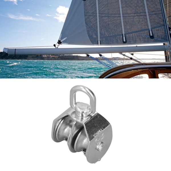 32mm/1,3 tommer Marine Trinse Dobbelt Hjul Rulle 250kg Belastning 304 Rustfrit Stål til Yachter Speedbåde