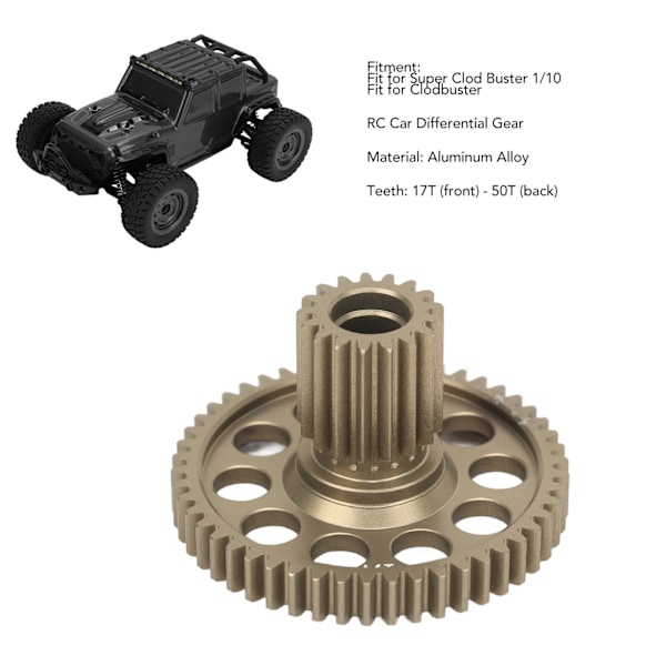 RC Bil Differentialväxel Aluminiumlegering 17T 50T Bilväxel RC Ersättningsdelar För Clodbuster 1/10